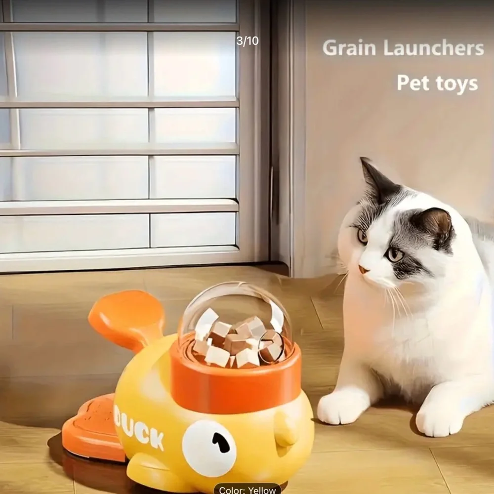Yellow Duckling Cat Dog Interactive Food or Treat Dispenser